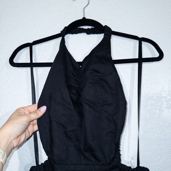 NWT All Saints Black Ludo Linen & Cotton Open Back Midi Dress Size 6 - Picture 3 of 10